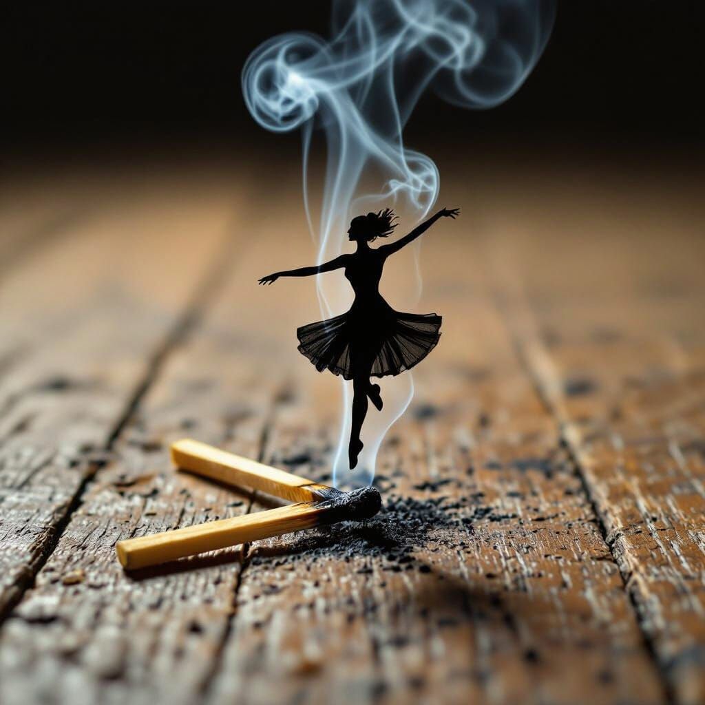 A surreal, artistic photograph of smoke rising from a burnt ...