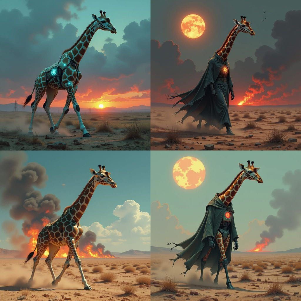 Apocalyptic Porcelain Android Striding Through Desolation