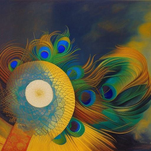 Geometric Lines as Faded Peacock Feathers