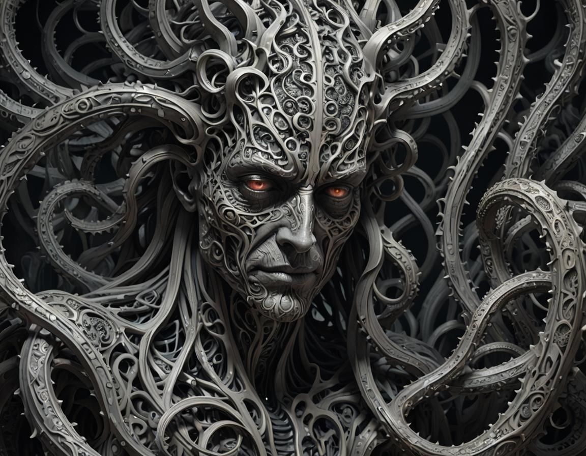 Eerie MK Ultra Horror Concept Art in Cyberpunk Style with 3D...