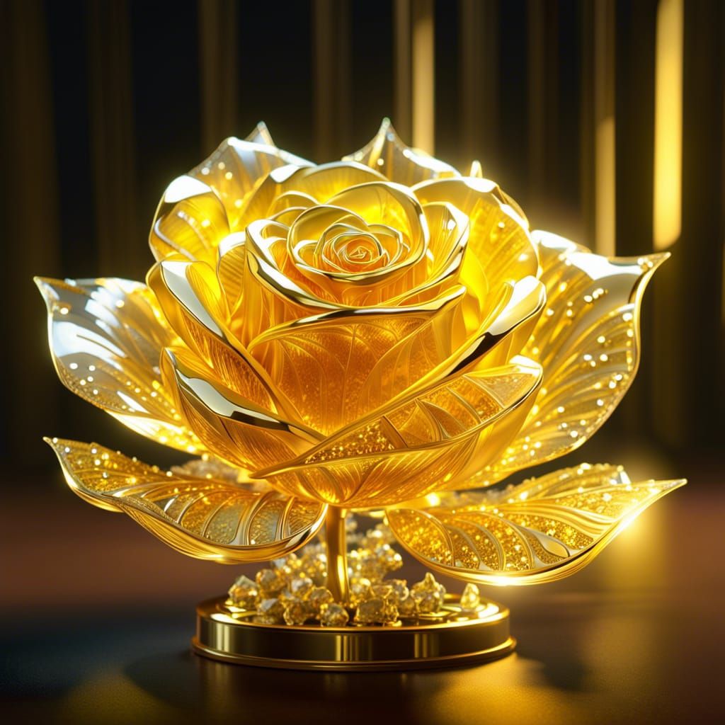 Hyperdetailed Crystal Rose: Sci-Fi Concept Art