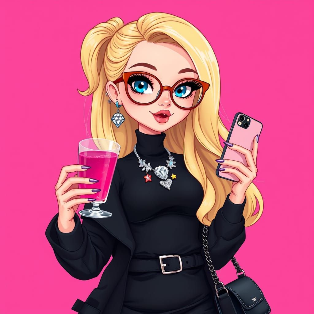 Glamorous Bratz-Inspired Girl in Chic Manga Style