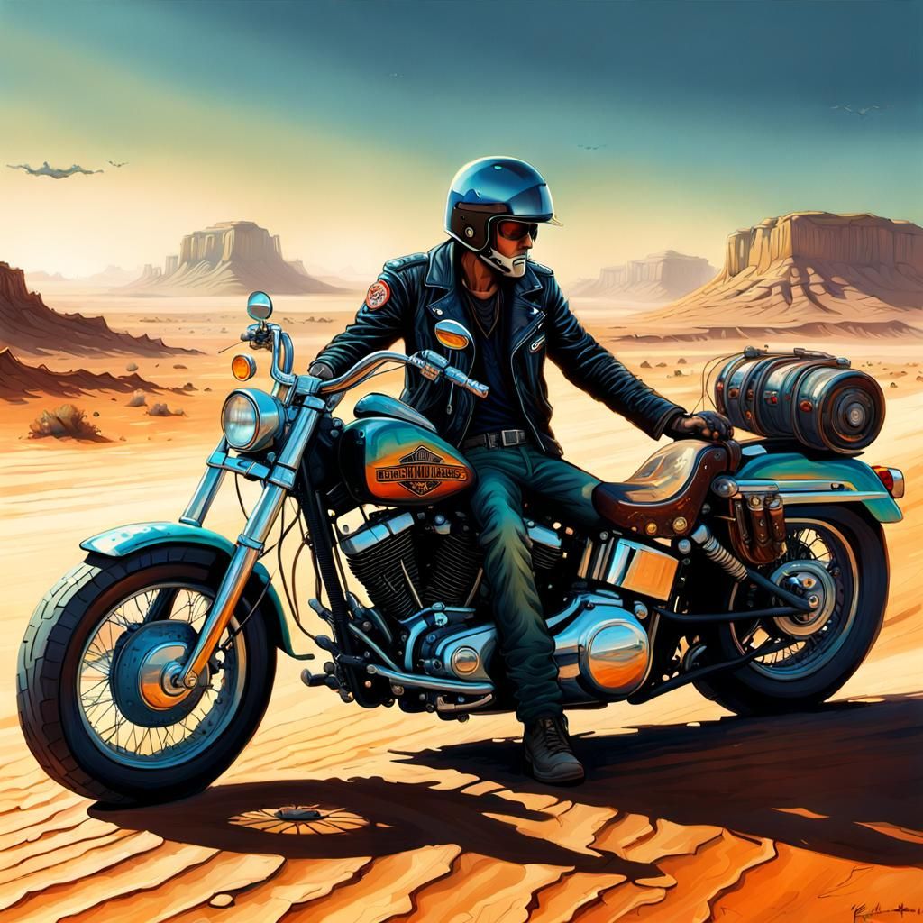 Desert Rider: A Hyperdetailed Motorbike Fantasy