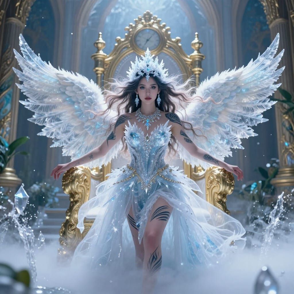 Snow Angel Princess in Golden Throne Room