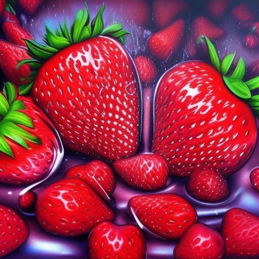 Hyperrealistic Strawberry Graffiti Art in Street Style