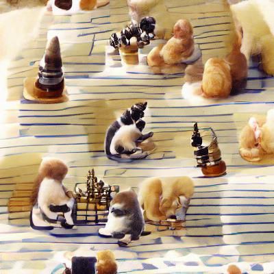 Cats Playing Chess: A Whimsical Miniature Scene