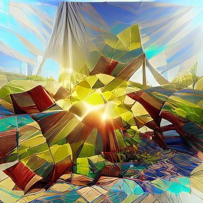 Abstract Geometric Art in Sunshine Rays