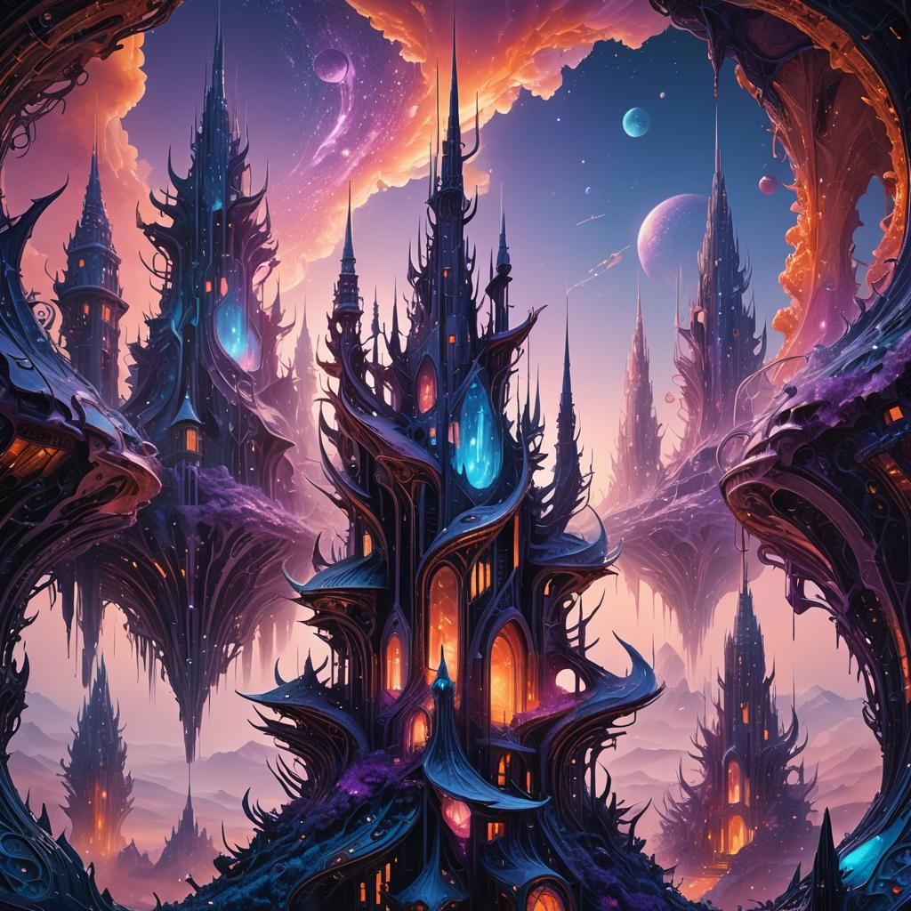 Surreal Alien Structures in Futuristic Landscape