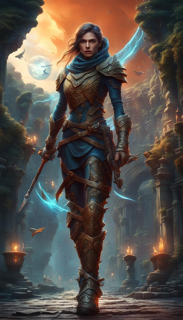 Giant Astronaut Woman with Lightning Sword