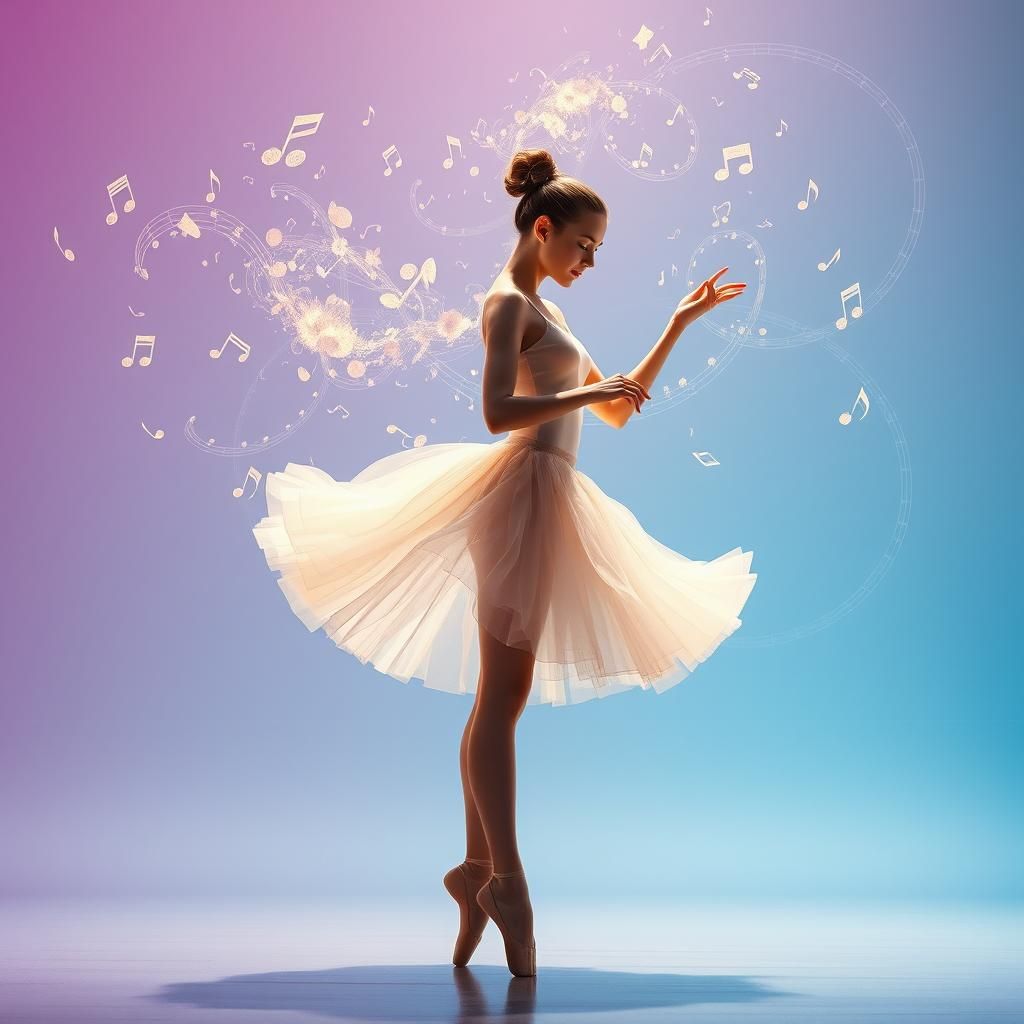 Ballerina with Fractal Music in Hyperrealistic Style