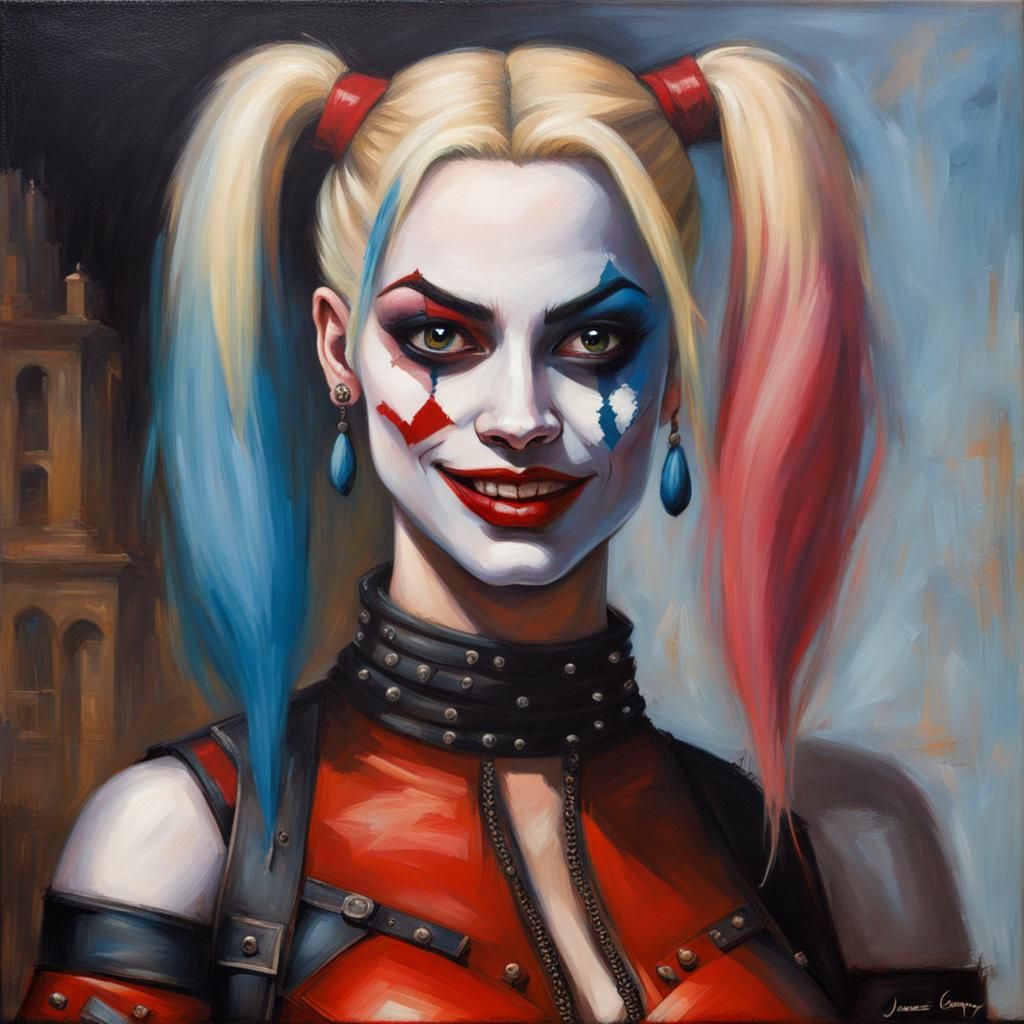 Harley Quinn as Renaissance Oil Painting