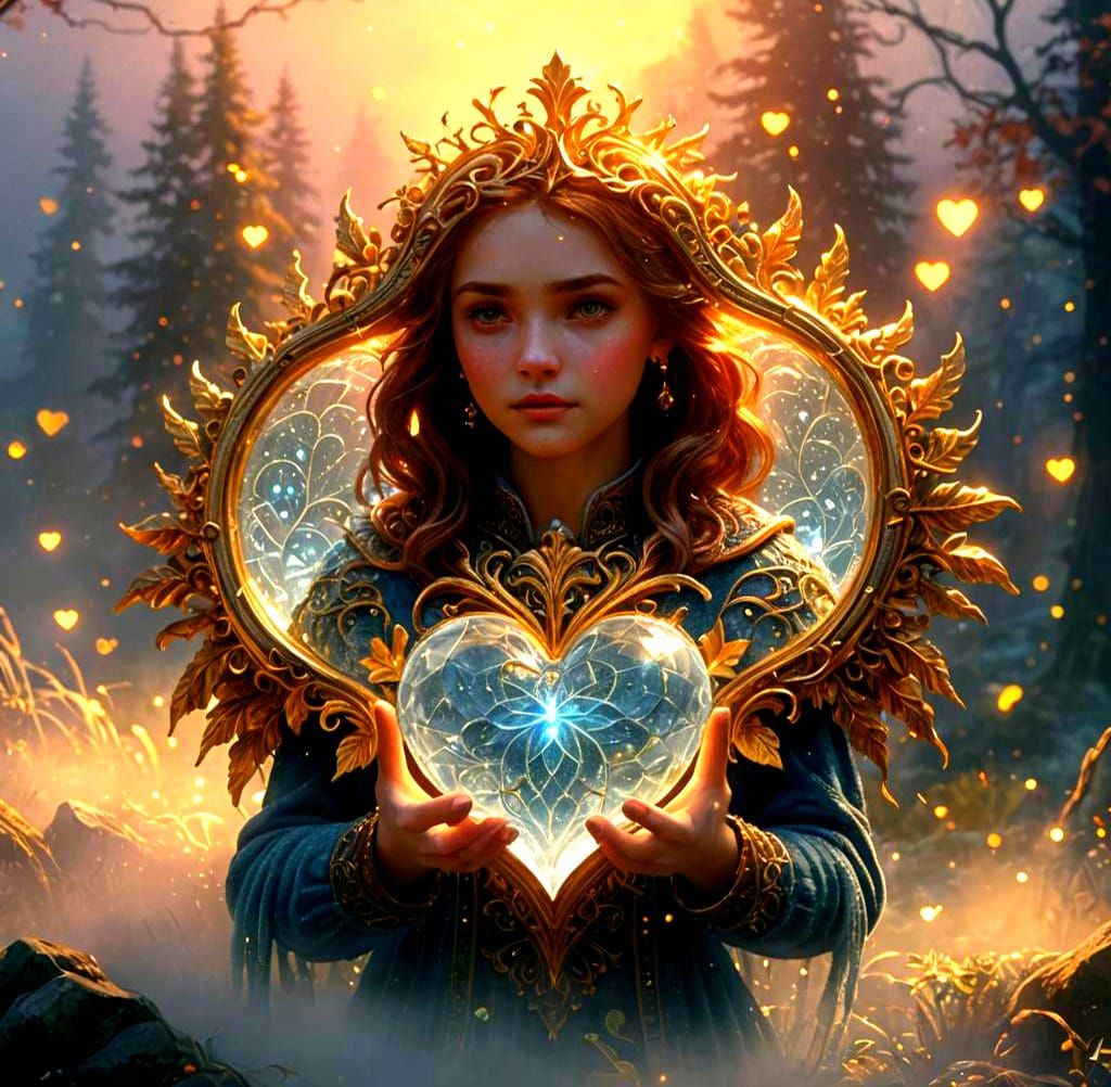 Ethereal Crystal Heart: Hyperrealistic Fantasy Art