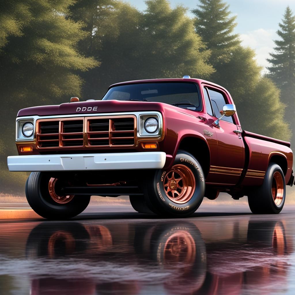 Copper Burgundy 1989 Dodge D100 Racing Truck