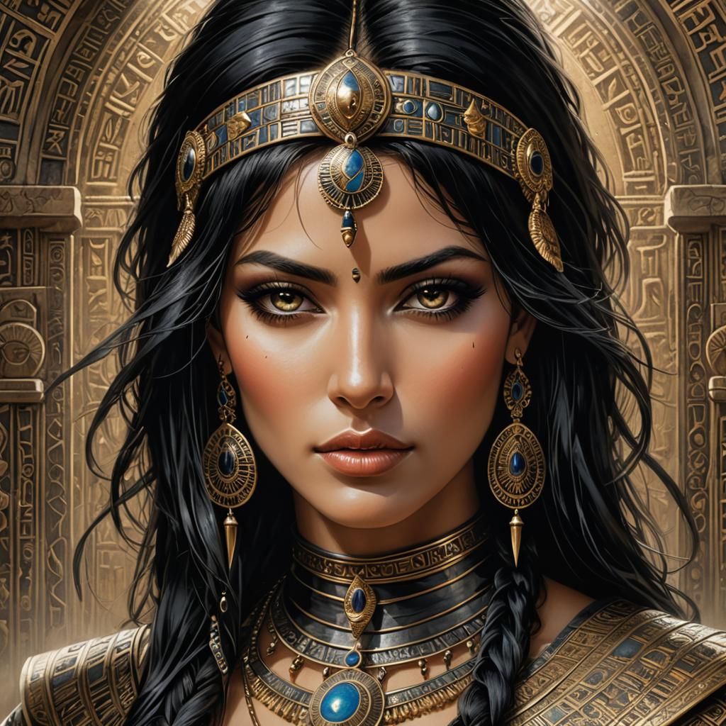 Egyptian Woman Illustration in Realism Style