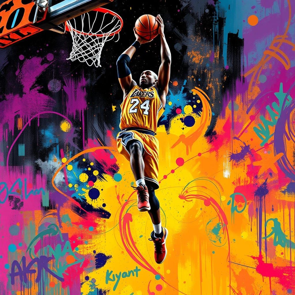 Kobe Bryant in Vibrant Graffiti Motion