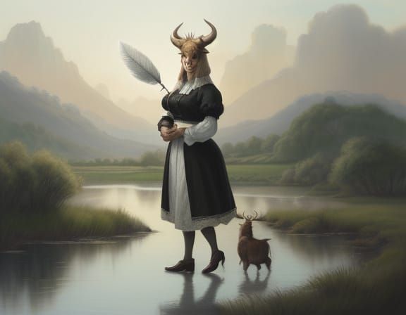 Minotaur Mage in Beatrix Potter Style Watercolor