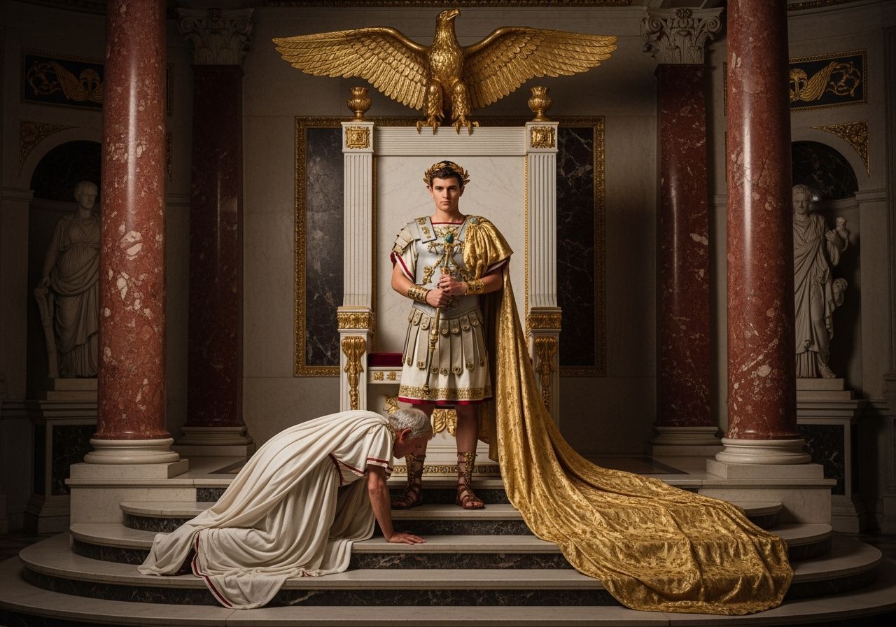 Emperor Nero on His Throne in Lavish Roman Style