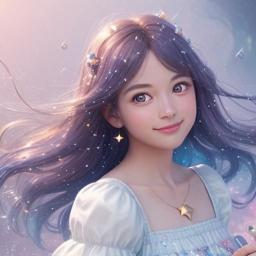 Joyful Girl Hunting Easter Eggs in 3D Scene