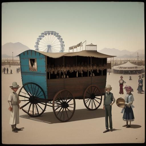 Vintage Desert Carnival Scene in 1930s Style