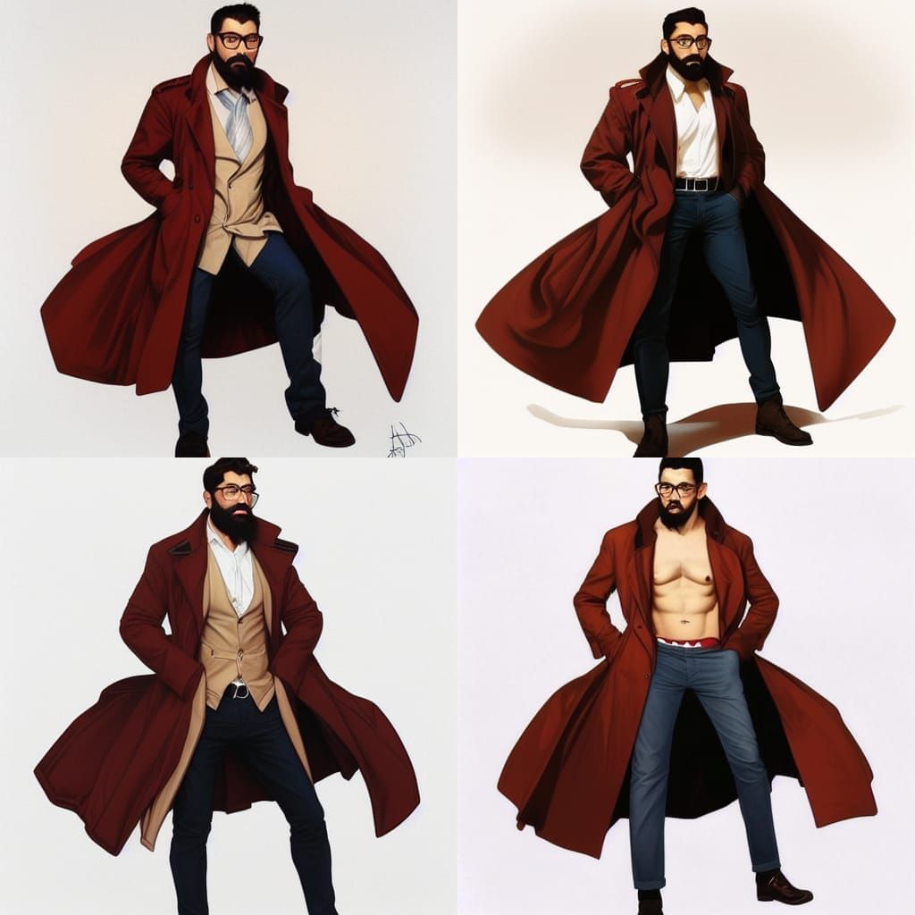 Portrait of Man in Red Trench Coat