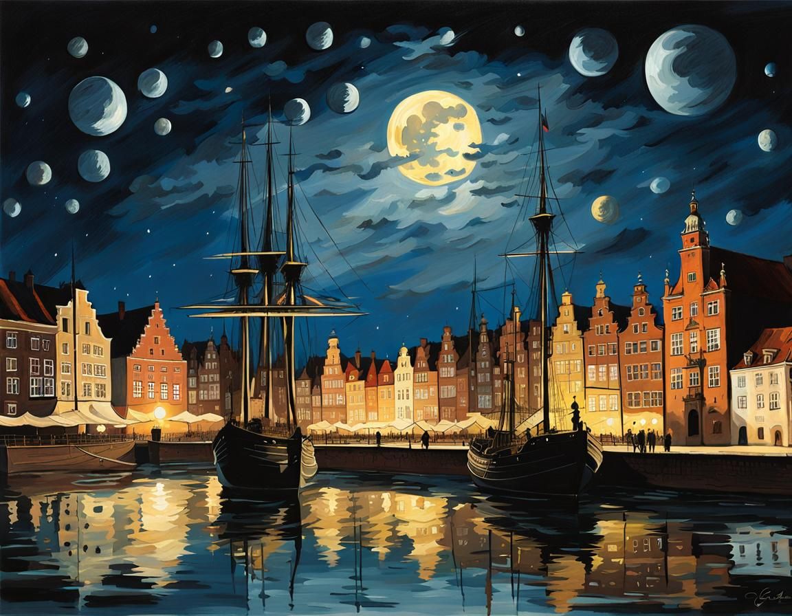 Gdańsk in Moonlight: A Baroque Masterpiece
