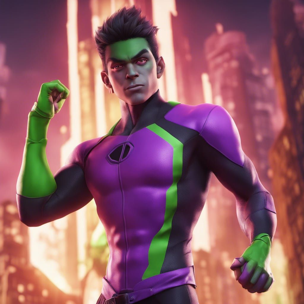 Hyperrealistic Portrait of Beast Boy in Digital Art