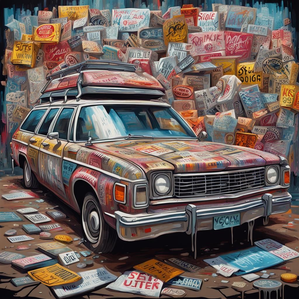 Station Wagon Graffiti Art in Street Style