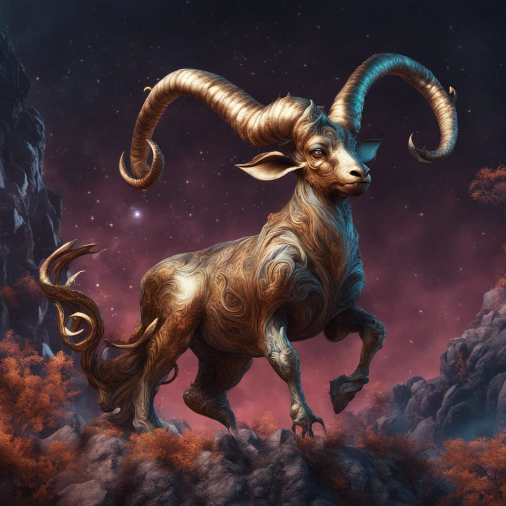 Capricorn Zodiac Sign in Detailed Matte Painting