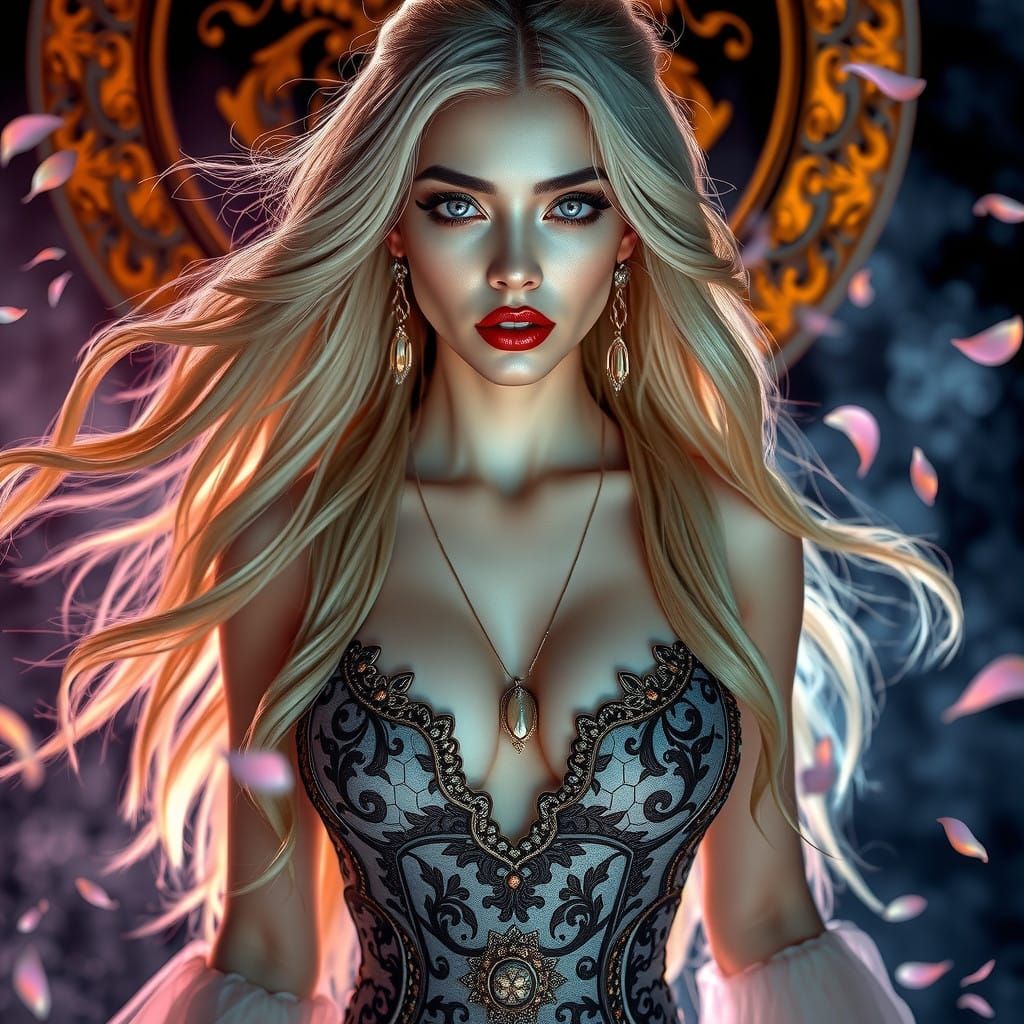 Surreal Goddess in Celestial Gothic Baroque Gown