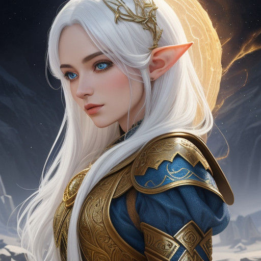 Regal Elf Princess in Medieval Attire with Glowing Rune Rock