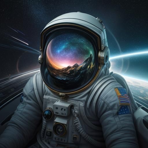 close up of an astronaut of unstated descent and gender fixi...