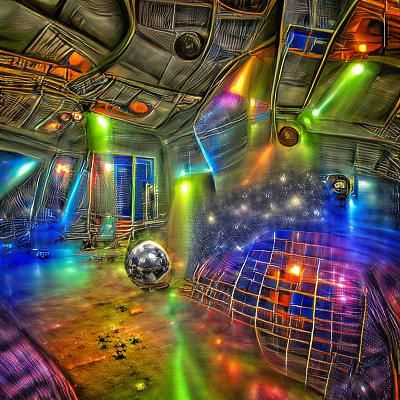 Vibrant Disco Party in Space in HDR