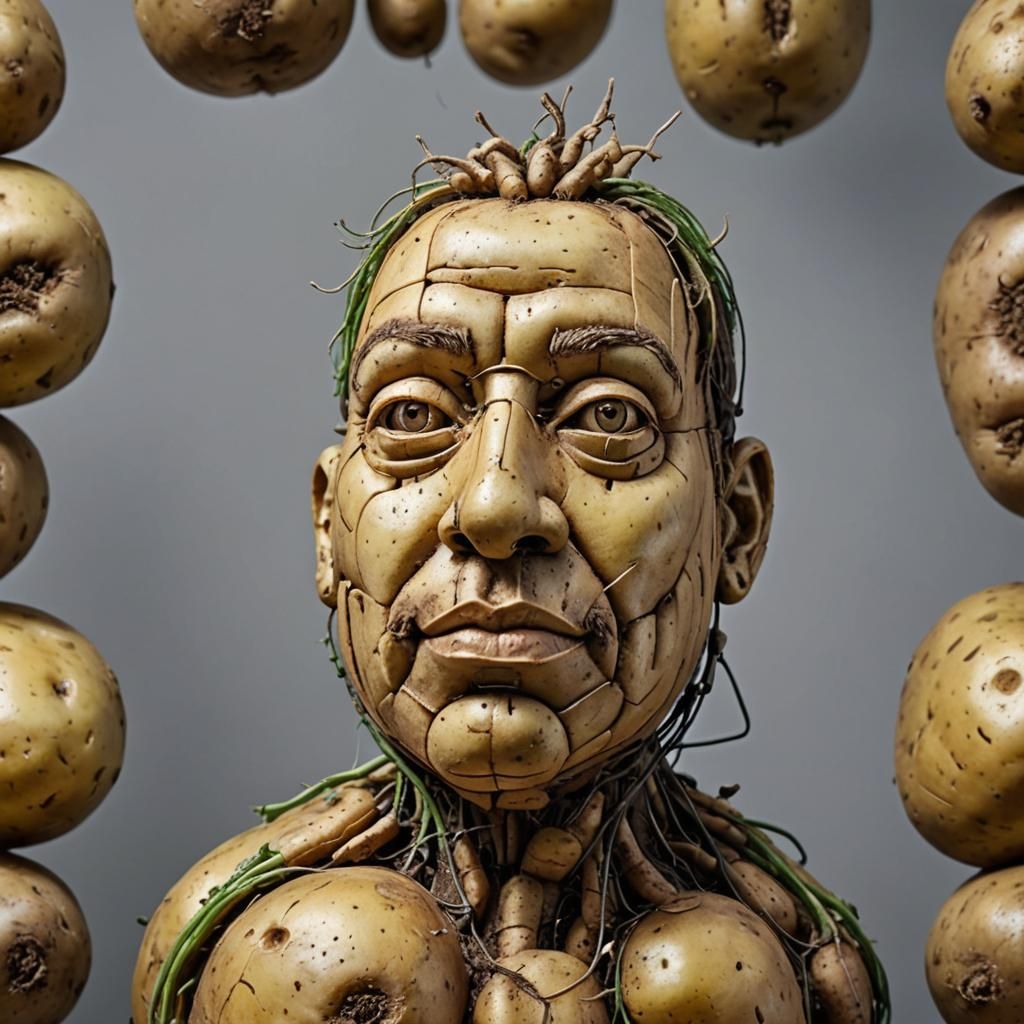 Cyberpunk Potato Portrait Sculpture