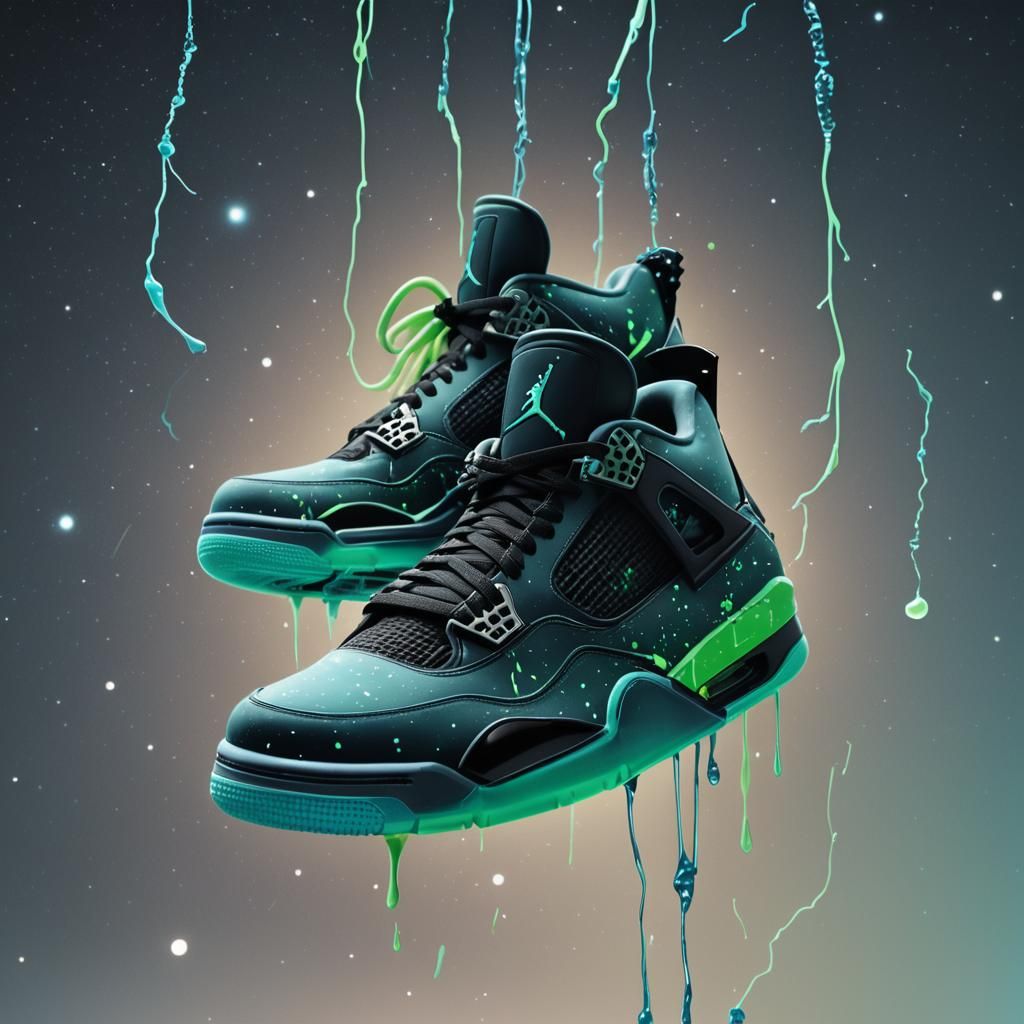 Air Jordan 4 Slime Drip in Space, Digital Art
