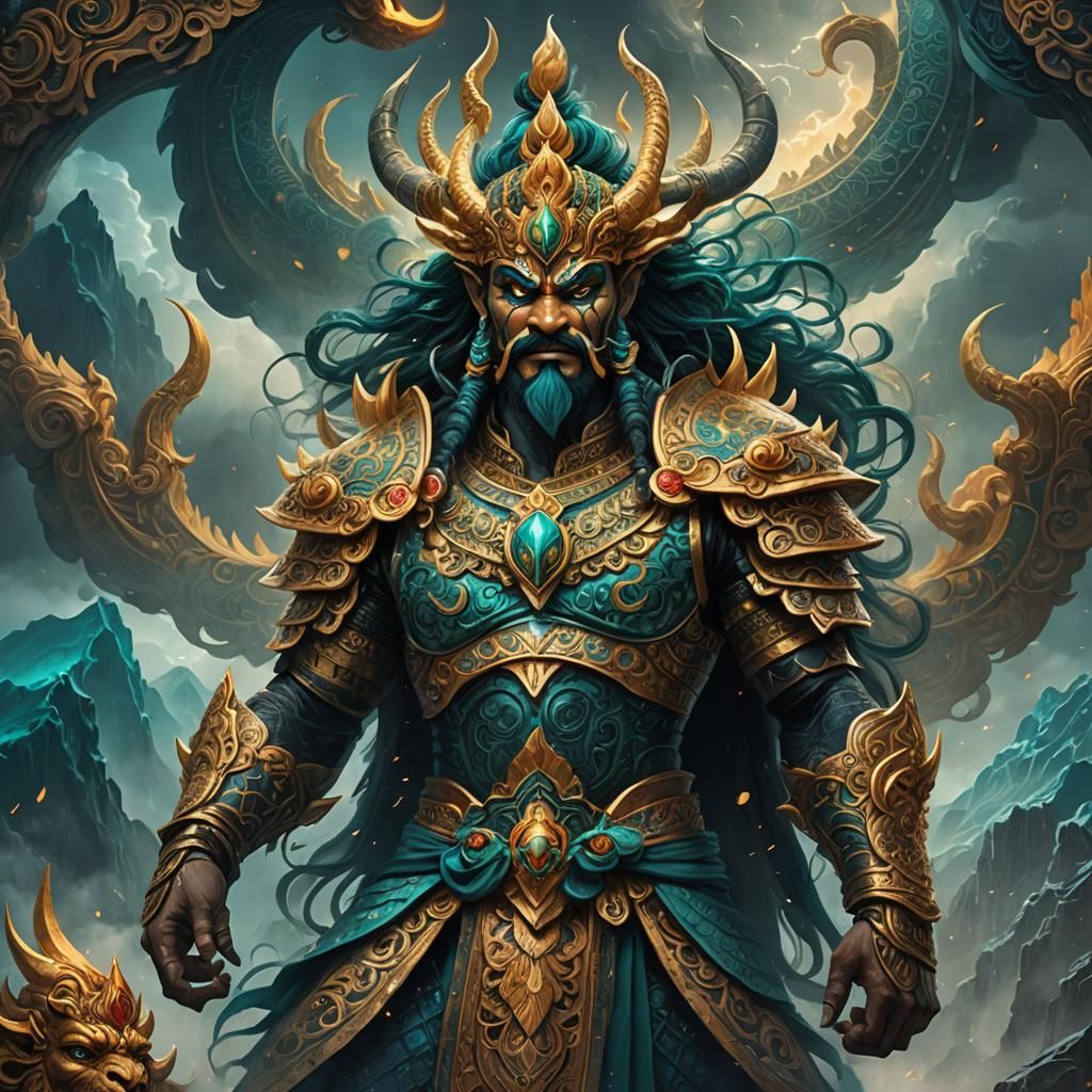 Ravana, the Ten-Headed King, in Fantasy Concept Art
