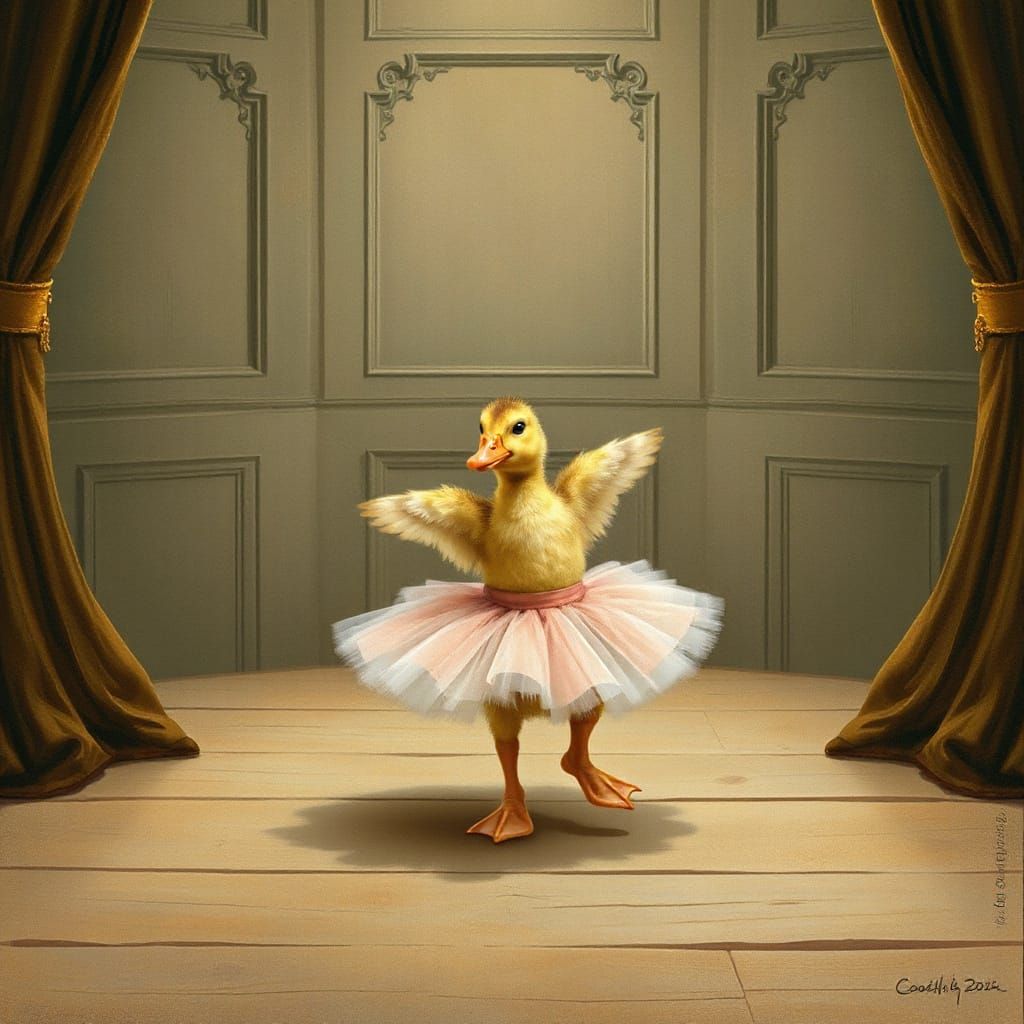 Duckling's Ballet Performance in Storybook Style