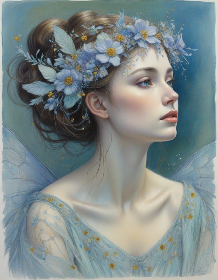 Fairy Queen: Pastel Sketch in Art Nouveau Style