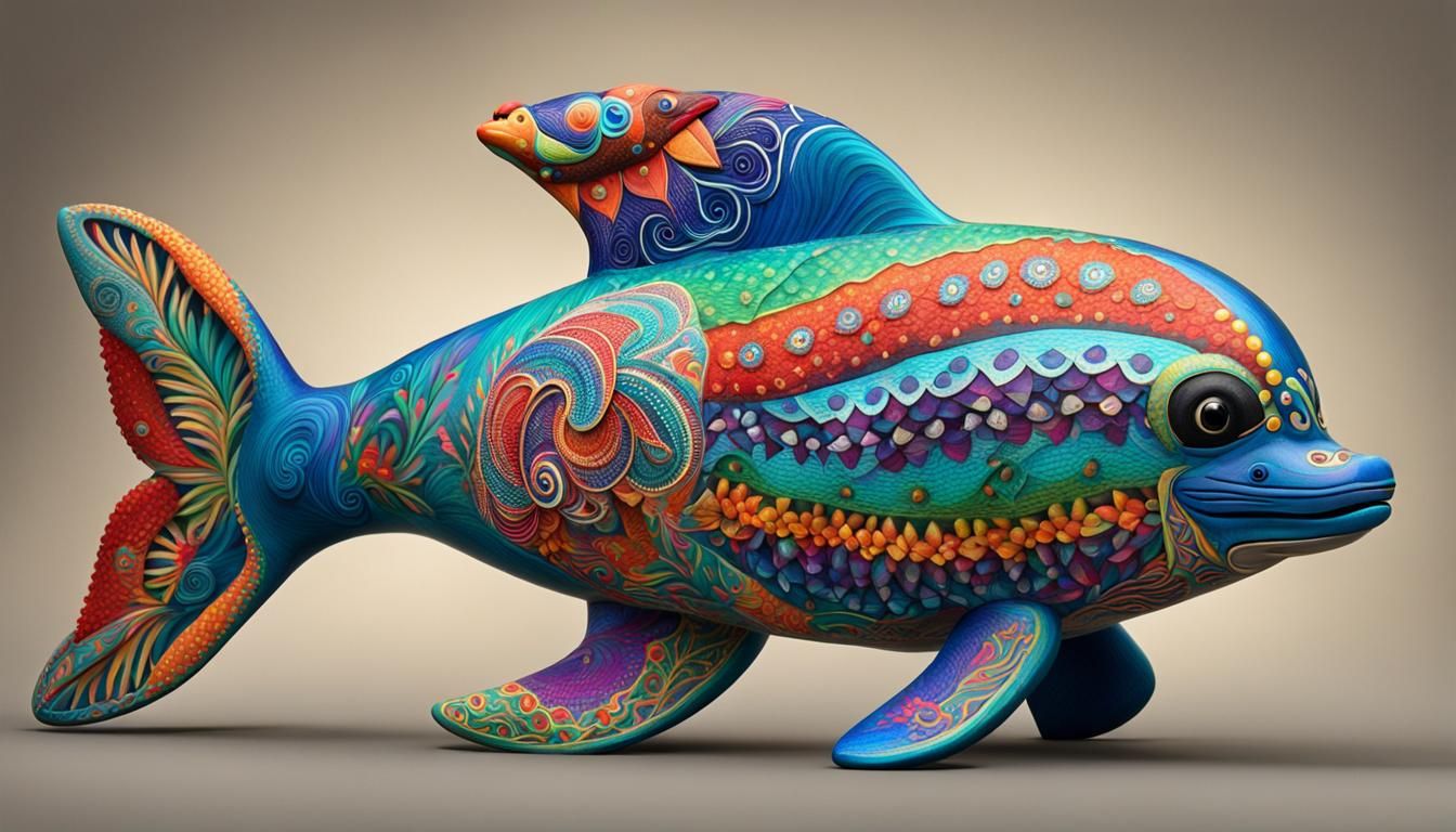Colorful Pacific Porpoise in Alebrije Style