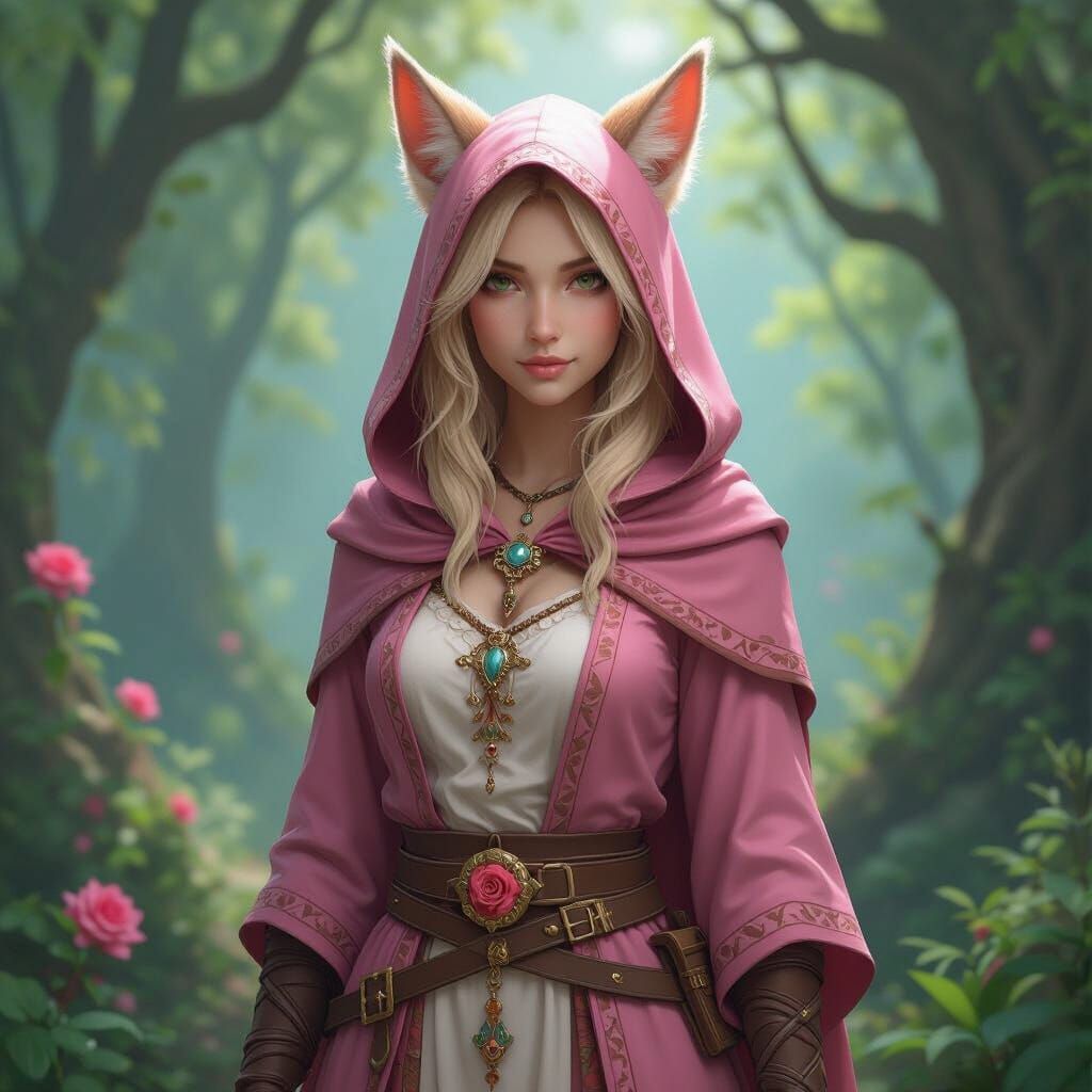 Tabaxi Cleric in Enchanted Forest Fantasy Concept Art