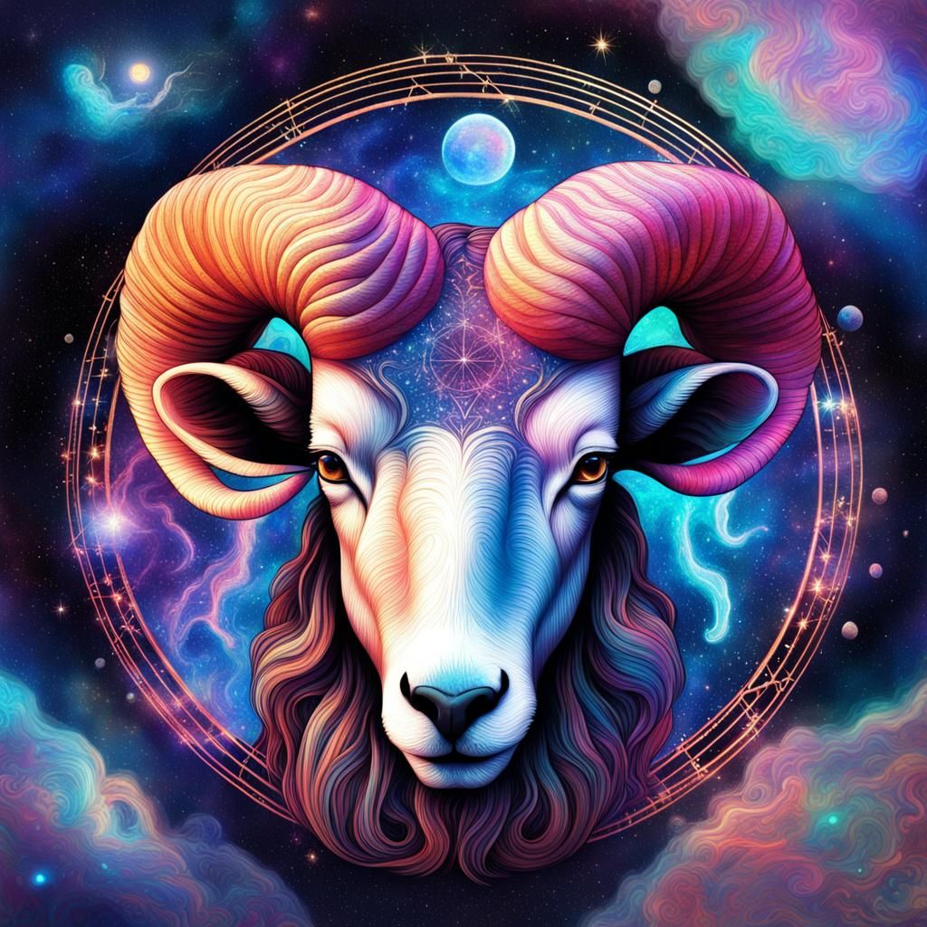 Aries in Holographic Cosmic Astral Illustration