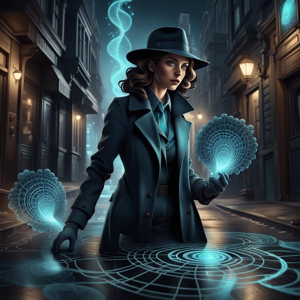 Noir Detective Investigates Crime with Bioluminescence