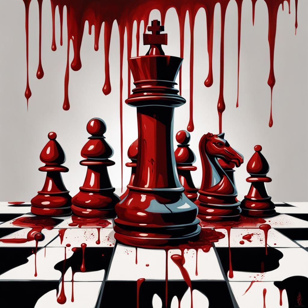 Blood-Soaked Chess Game: A Realistic Painting