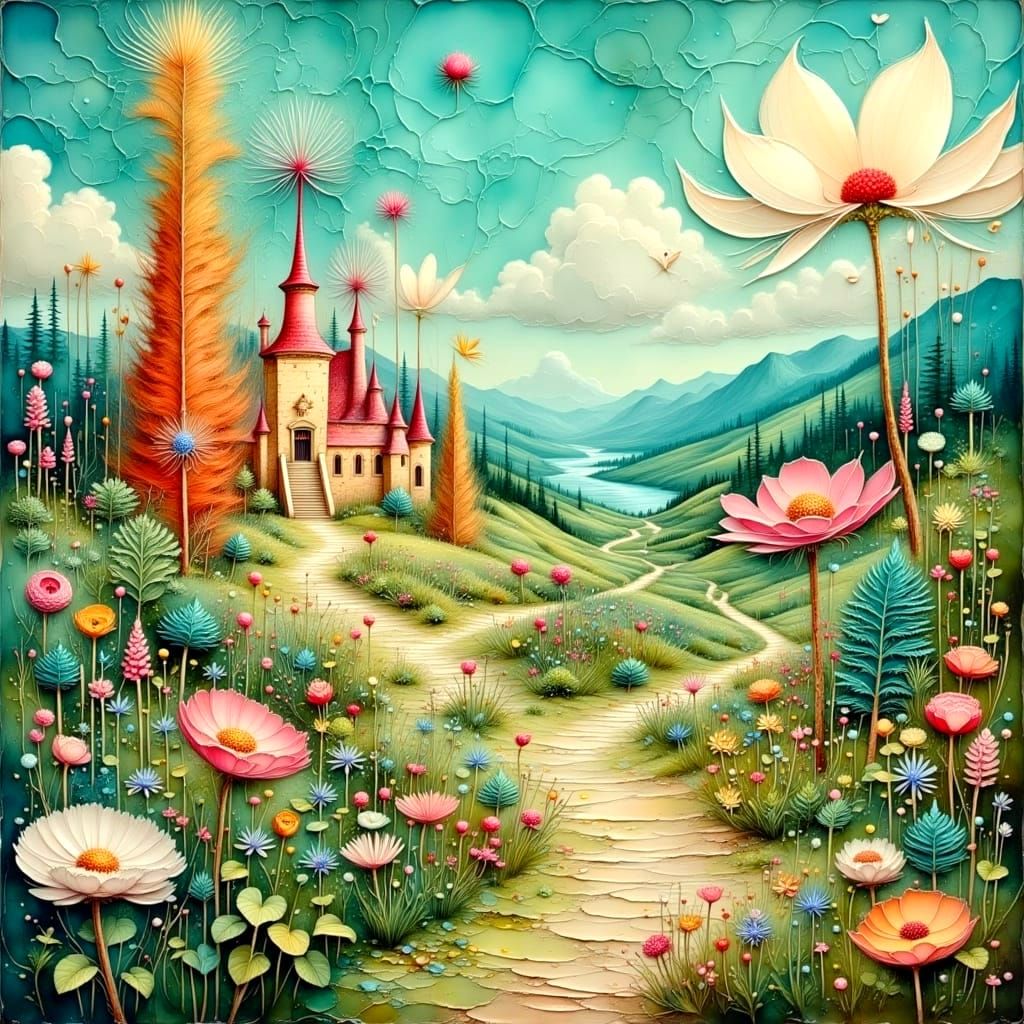 Textured Landscape in Impasto Oil Style