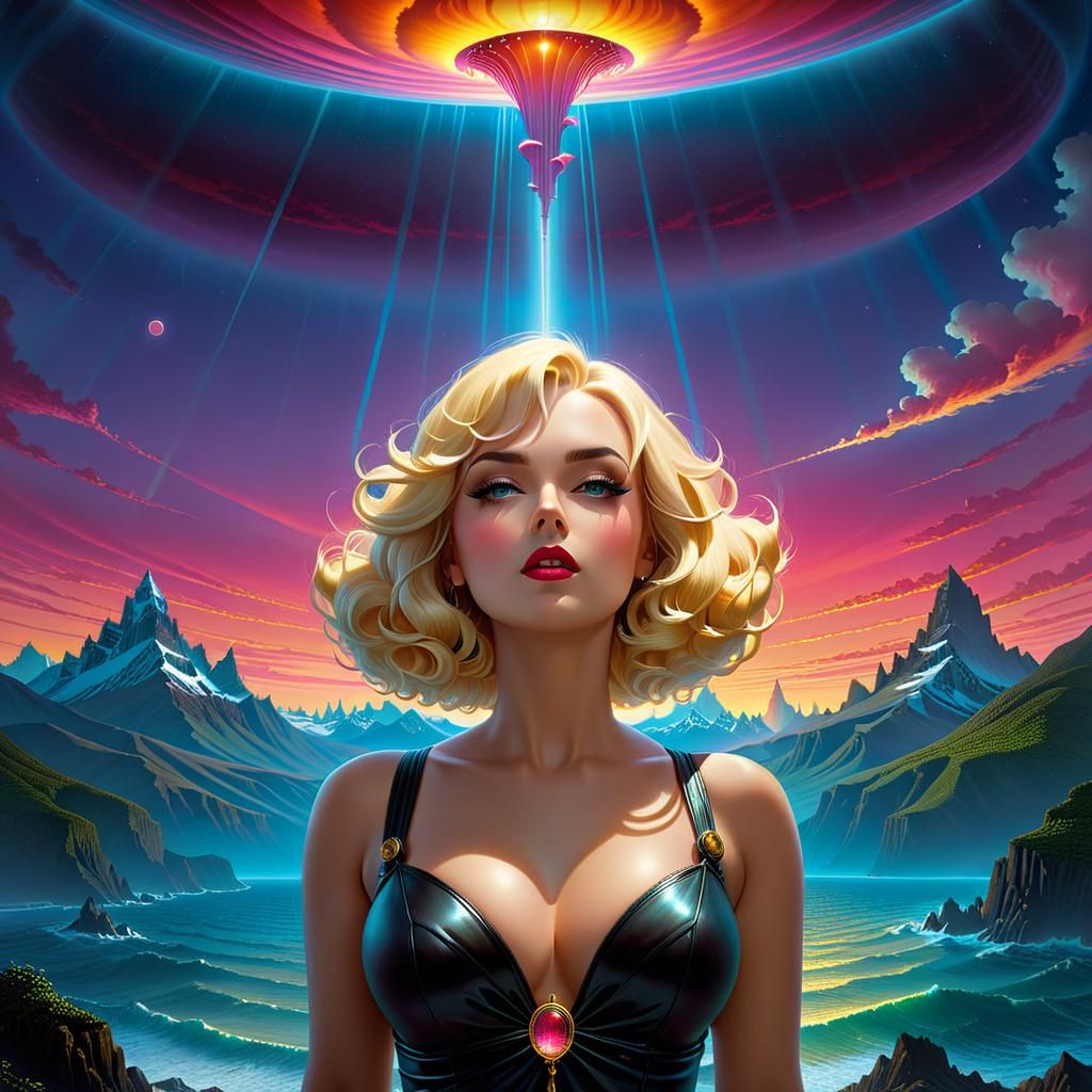 Surreal Blonde Portrait with Afterglow Effect