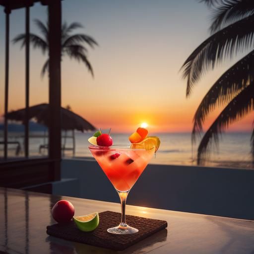 Exotic Cocktail at Sunset: Professional Photography
