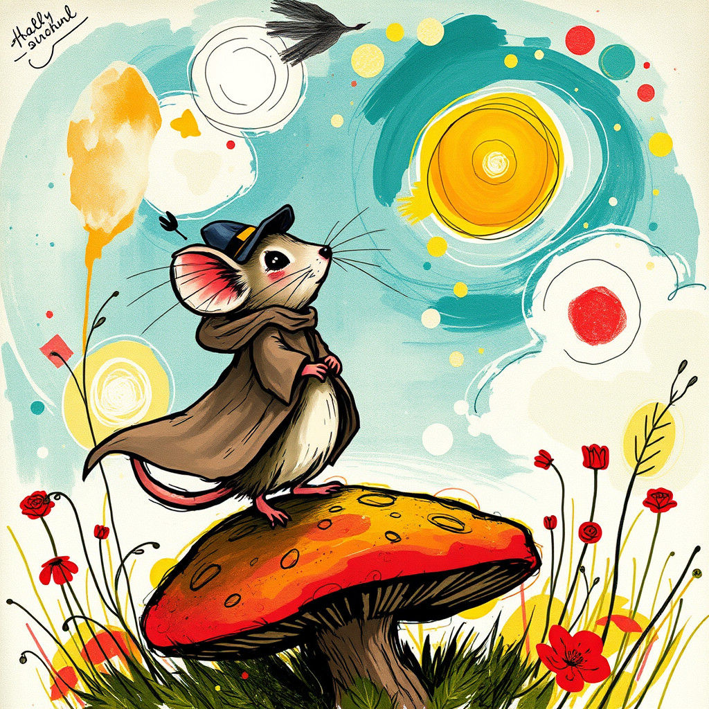 Mouse in Doodle World: Kokoschka and Holbein Style