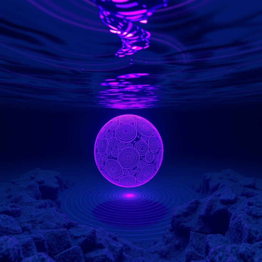 Fluorescent Bubble in Aquatic Desert, Digital Art