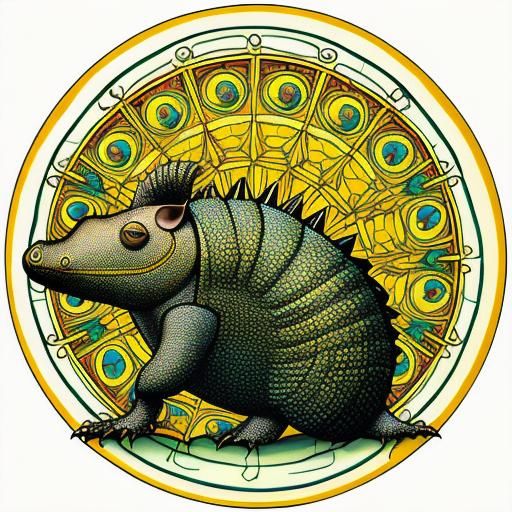 Art Nouveau Armadillo with Abstract Colors