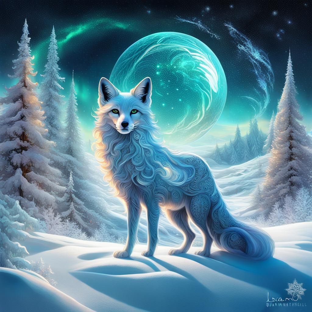 Dreamscape Snow Fox Celebrates Christmas