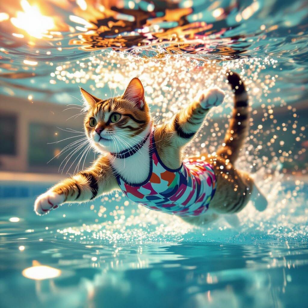 Cat Learns to Swim: Dynamic Digital Art